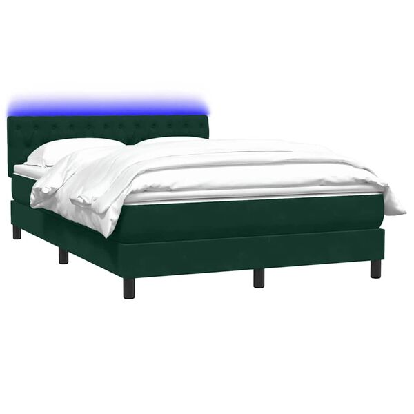 vidaXL Boxspringbett mit Matratze & LED Dunkelgr&uuml;n 160x210 cm Samt