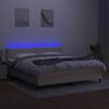 vidaXL Boxspringbett mit Matratze & LED Creme 180x200 cm Stoff