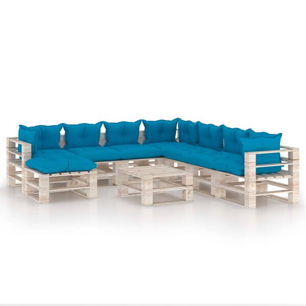 vidaXL 9-tlg. Garten-Lounge-Set aus Paletten mit Kissen Kiefernholz