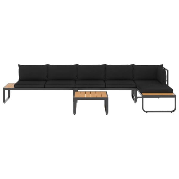 vidaXL 4-tlg. Garten-Ecksofa-Set mit Auflagen Aluminium und WPC