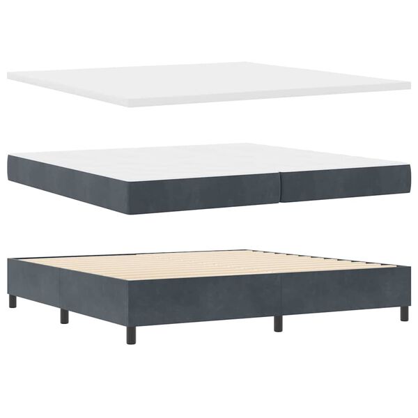 vidaXL Boxspringbett mit Matratze Dunkelgrau 200 x 200 cm Samt