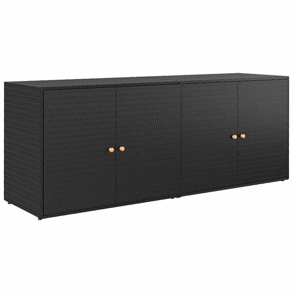 vidaXL Gartenschrank Schwarz 198 x 55,5 x 80 cm Poly Rattan