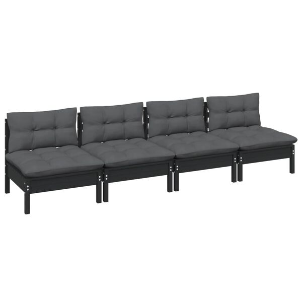 vidaXL 4-Sitzer-Gartensofa mit Anthrazit Kissen Massivholz Kiefer