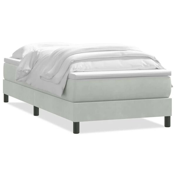 vidaXL Boxspringbett mit Matratze Hellgrau 90x210 cm Samt
