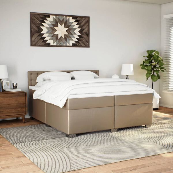 vidaXL Boxspringbett Matratze Cappuccino-Braun 200x200cm Kunstleder