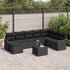 vidaXL Garten-Sofa-Set mit Kissen 9 pcs Schwarz Poly Rattan