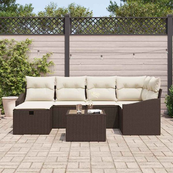 vidaXL Garten-Sofa-Set 7 pcs Braun 55 x 62 x 69 cm Poly Rattan