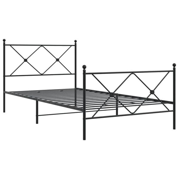 vidaXL Bettgestell mit Kopf- und Fu&szlig;teil Metall Schwarz 107x203 cm