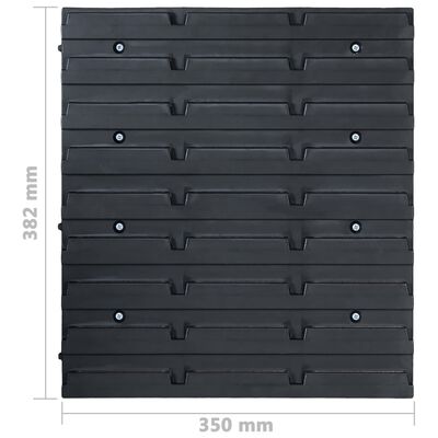 vidaXL 96tlg. Behälter-Set für Kleinteile mit Wandplatten Blau Schwarz