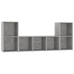 vidaXL 3-tlg. TV-Schrank-Set Betongrau Holzwerkstoff
