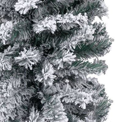 vidaXL Weihnachtsbaum Schlank mit Beleuchtung & Schnee Grün 150 cm PVC