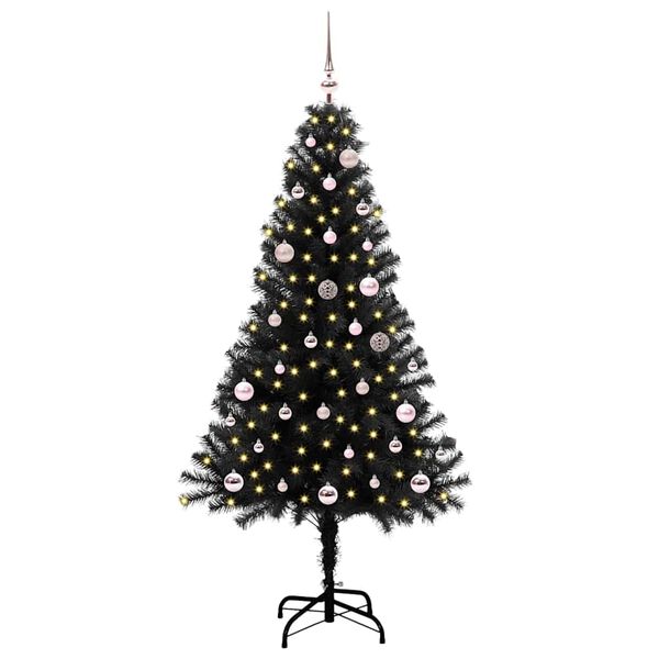 vidaXL Weihnachtsbaum mit 150 LEDs mit St&auml;nder Schwarz 150 cm PVC