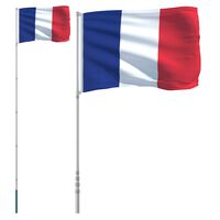 vidaXL Flagge Frankreichs mit Mast 5,55 m Aluminium