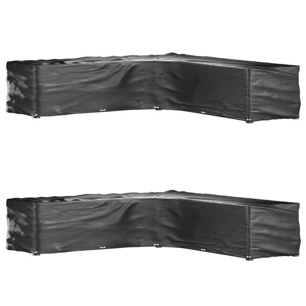vidaXL Gartenm&ouml;bel-Abdeckungen in L-Form 2 Stk. 20 &Ouml;sen 300x300x70 cm