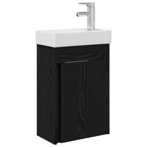 vidaXL Badezimmer Waschtischunterschrank mit Wasserhahn Schwarze Eiche