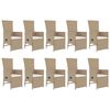 vidaXL 11-tlg. Garten-Essgruppe mit Kissen Beige Poly Rattan