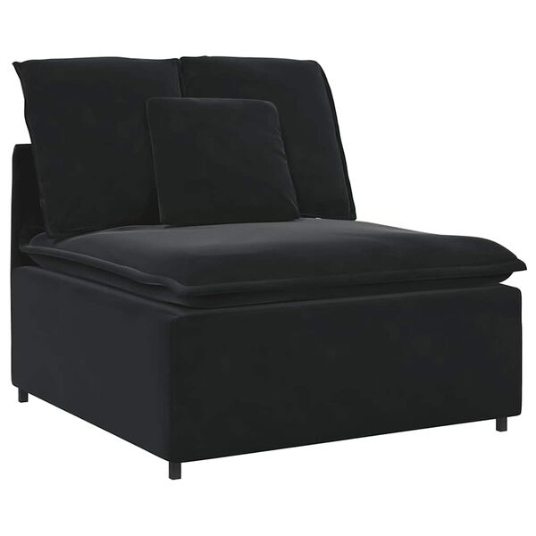 vidaXL Modulares Sofa Mittelmodul mit Kissen Schwarz 100 cm