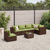 vidaXL 7-tlg. Garten-Lounge-Set mit Kissen Braun Poly Rattan