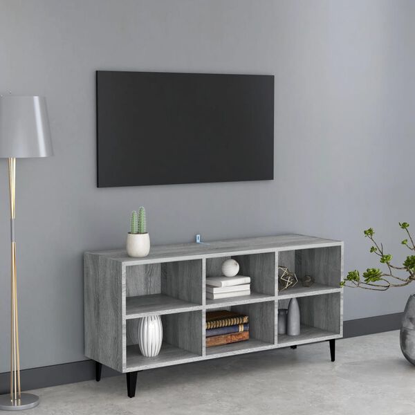 vidaXL TV-Schrank mit Metallbeinen Grau Sonoma 103,5x30x50 cm