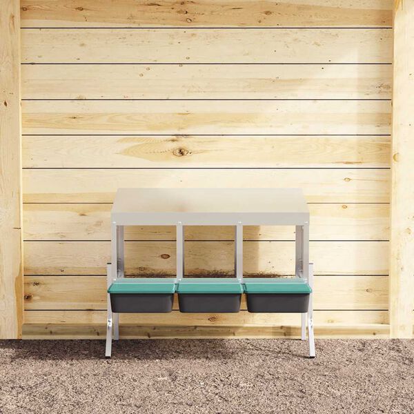 vidaXL H&uuml;hner-Nistkasten 3 F&auml;cher mit Beinen Verzinkter Stahl