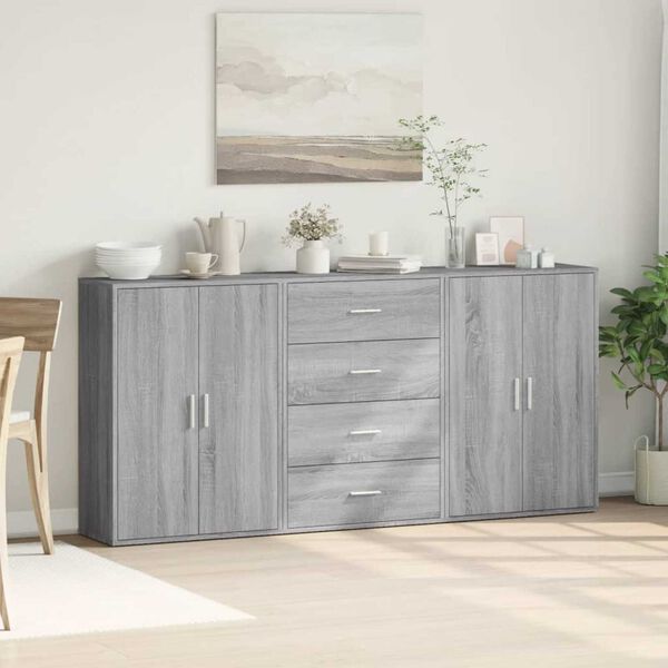 vidaXL Sideboards 3 Stk. Grau Sonoma 60x31x84 cm Holzwerkstoff