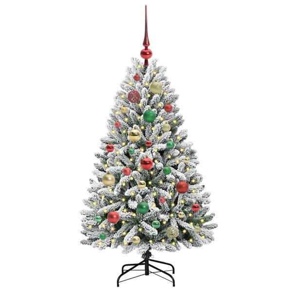 vidaXL K&uuml;nstlicher Weihnachtsbaum Gr&uuml;n und Wei&szlig; 120 cm PVC und Metall