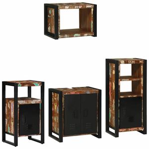 vidaXL Badezimmerm&ouml;bel-Set 4 stk. Mehrfarbig und Schwarz