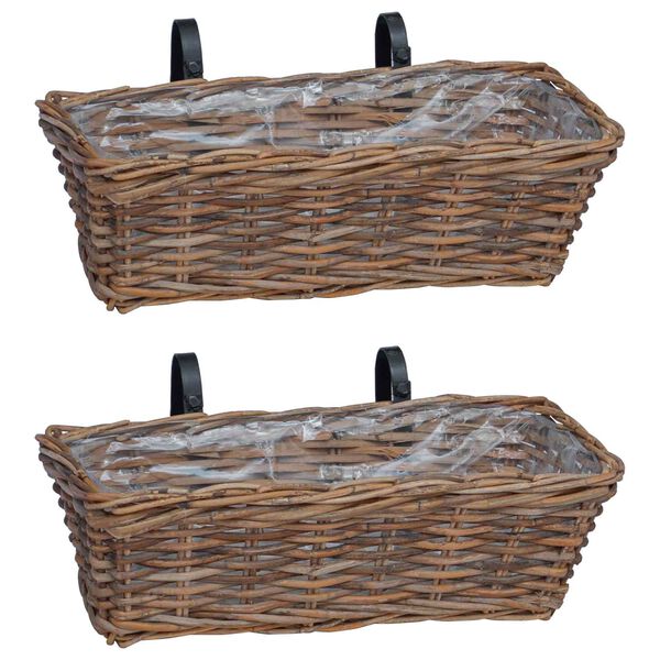 vidaXL H&auml;ngender Blumentopf Korb 2 pcs Braun 48 x 22 x 15 cm