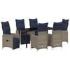 vidaXL Tisch- und Stuhlset mit Kissen 7 pcs Grau PE-Rattan