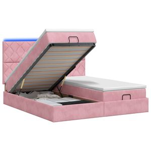 vidaXL Ottoman-Bett mit Matratze und LED Rosa 160 x 200 cm Samt