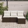 vidaXL Sofa Set 4 pcs Braun Poly-Rattan