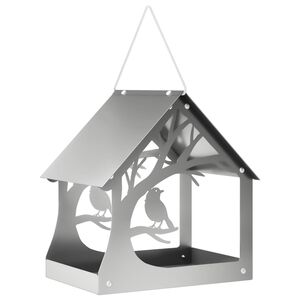 vidaXL H&auml;ngendes Vogelfutterhaus Verzinkter Stahl Silber