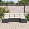 vidaXL Gartensofa-set mit Kissen 6 pcs Schwarz und Creme Poly-Rattan