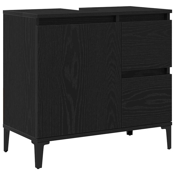 vidaXL Badezimmerschrank mit T&uuml;r Schwarz Eichen-Optik 65 x 33 x 60 cm