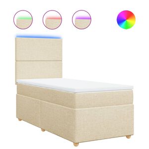 vidaXL Boxspringbett mit Matratze Creme 80x200 cm Stoff