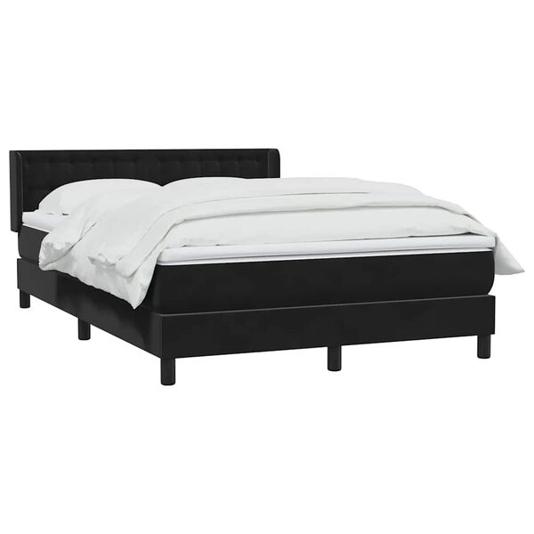vidaXL Boxspringbett mit Matratze Schwarz 140x210 cm Samt