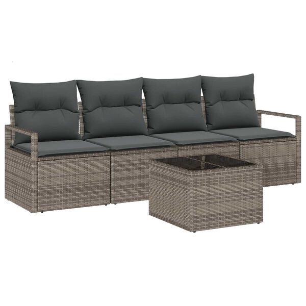 vidaXL Garten-Sofa-Set 5 pcs Grau 55 x 55 x 37 cm Poly-Rattan