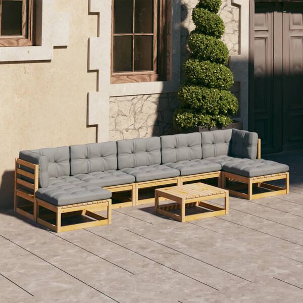 vidaXL 8-tlg. Garten-Lounge-Set mit Kissen Massivholz Kiefer