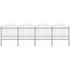 vidaXL Gartenzaun mit Speerspitze Stahl 714,5 x 175 cm Schwarz
