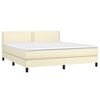 vidaXL Boxspringbett mit Matratze & LED Creme 160x200 cm Kunstleder
