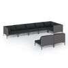 vidaXL 8-tlg. Garten-Lounge-Set mit Kissen Poly Rattan Dunkelgrau