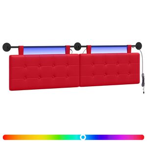 vidaXL H&auml;ngendes Kopfteil Mit LED Licht Rot Kunstleder