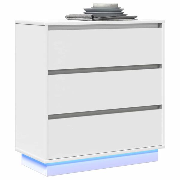 vidaXL Nachttisch mit Schubladen Wei&szlig; 71 x 34,5 x 75 cm Holzwerkstoff