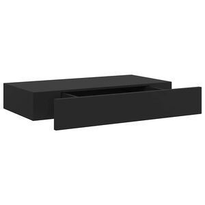 vidaXL Schweberegal mit Schublade Schwarz 48x25x8 cm