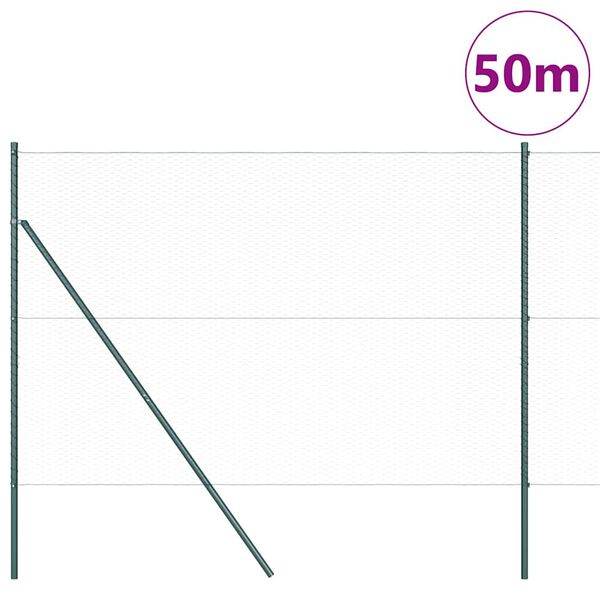 vidaXL Zaunpfosten Grün 50 x 1,6 m (25 mm Maschenweite) Stahl und PVC