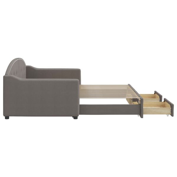 vidaXL Tagesbett Ausziehbar mit Schubladen Taupe 90x200 cm Stoff