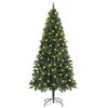 vidaXL K&uuml;nstlicher Weihnachtsbaum mit Beleuchtung & Zapfen Gr&uuml;n 180 cm