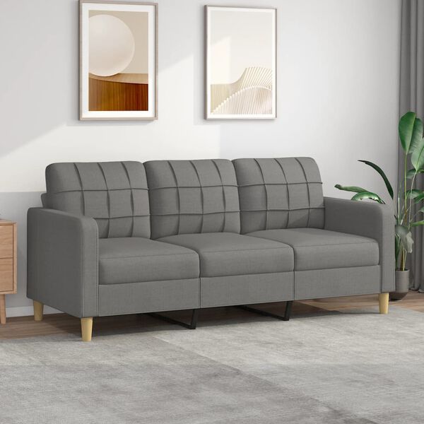 vidaXL 3-Sitzer-Sofa Dunkelgrau 180 cm Stoff