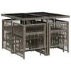 vidaXL 9-tlg. Garten-Essgruppe mit Kissen Grau Poly Rattan