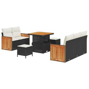 vidaXL Gartensofa-set mit Kissen 10 pcs Schwarz und Creme Poly-Rattan